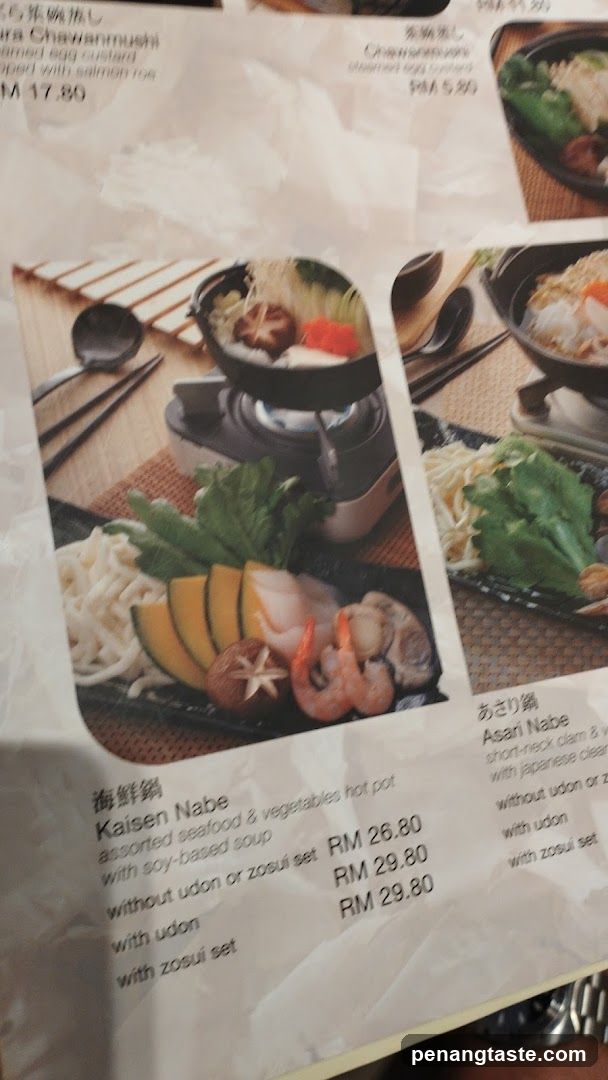 Japanese Hot Pot Menu