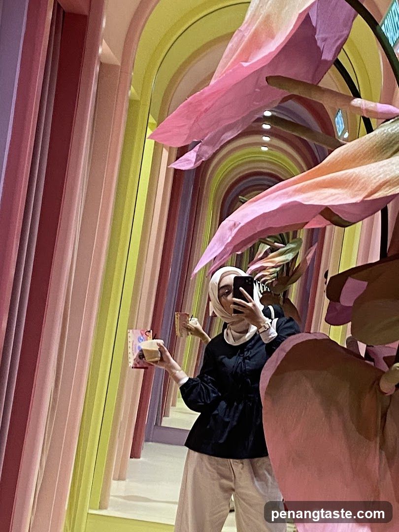 Colorful Archway Interior with Person Taking Photo