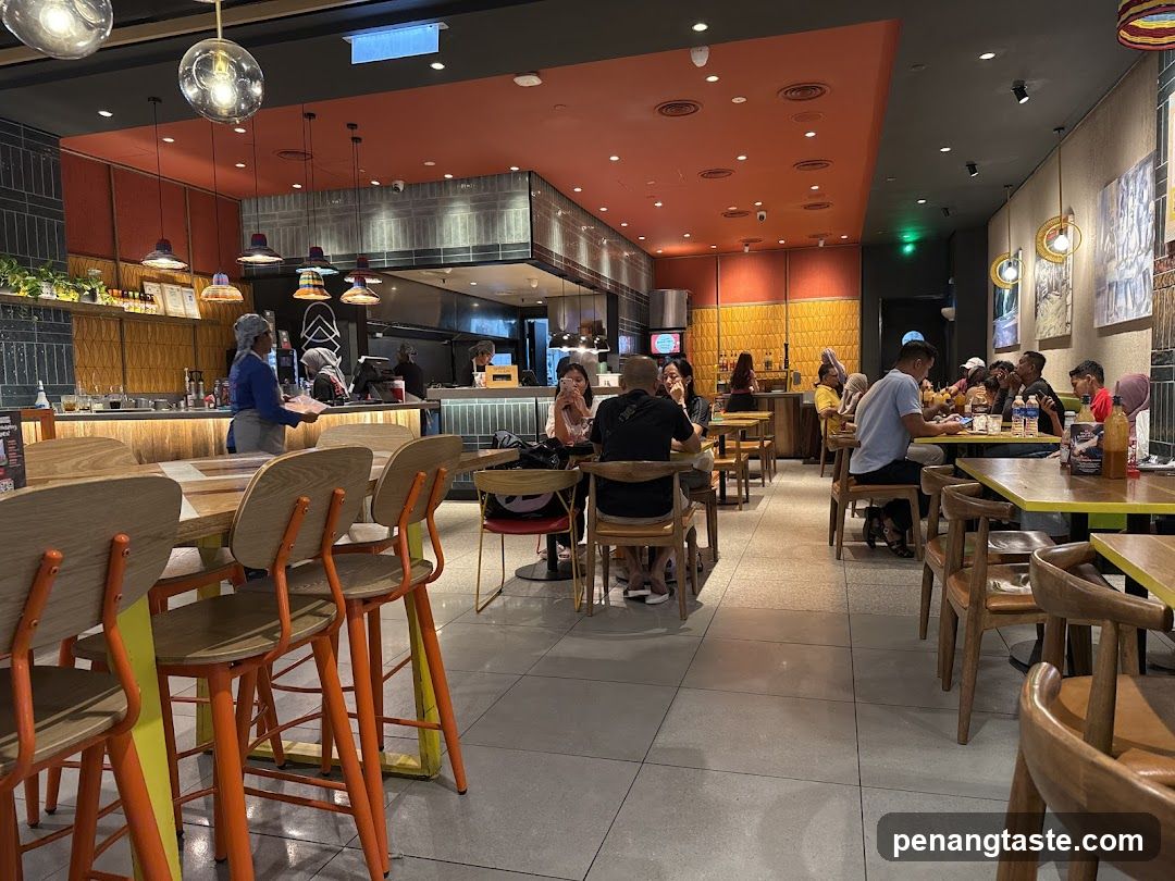 Restaurant Interior with Patrons and Staff
