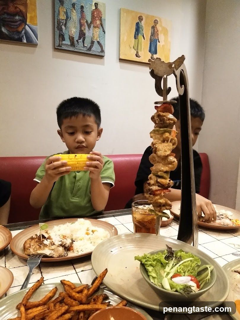 Family Dining Scene with Food and Decor