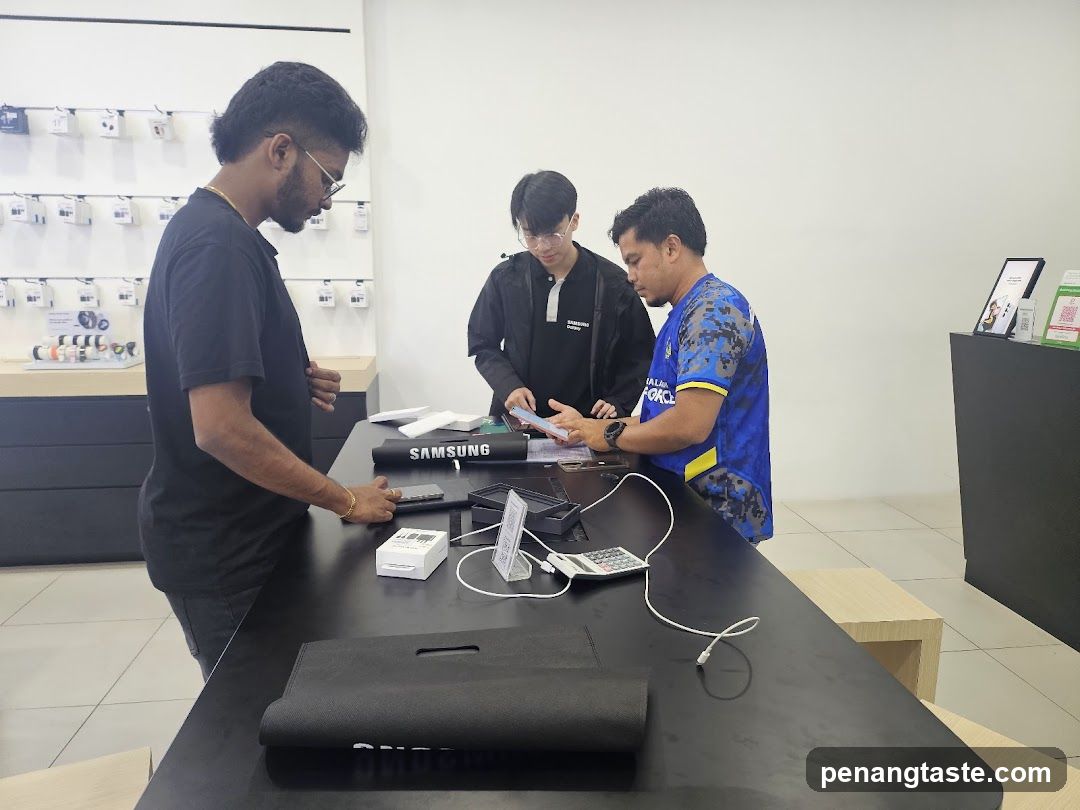 Customers at a Samsung Store Counter