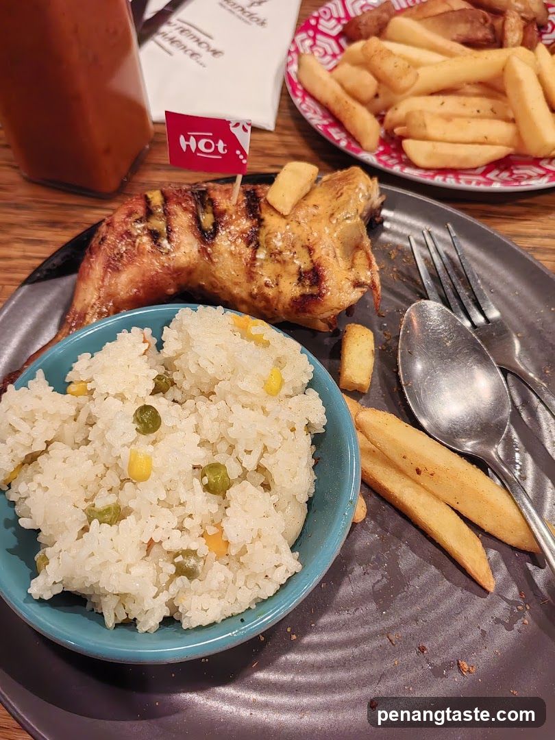 Grilled Chicken Meal with Rice and Fries