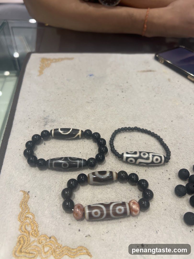 Tibetan bead bracelets display