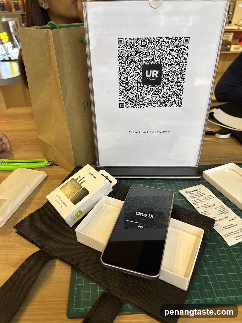 Product Display with QR Code and Accessories