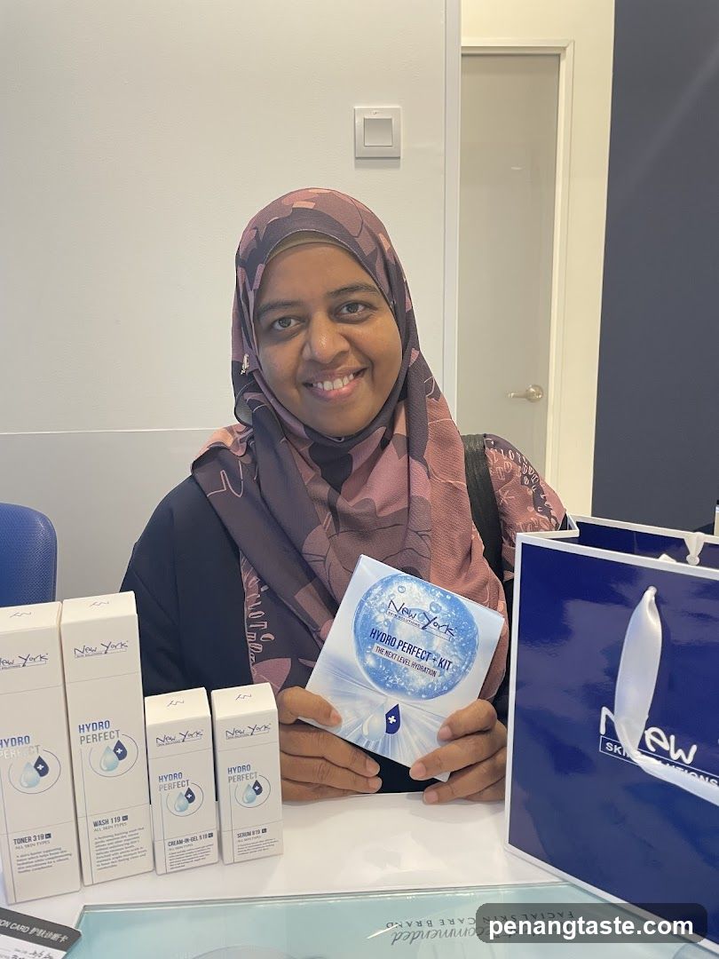 Skincare Product Display with Staff Member