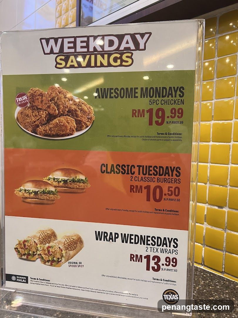 Weekday Savings Menu Board