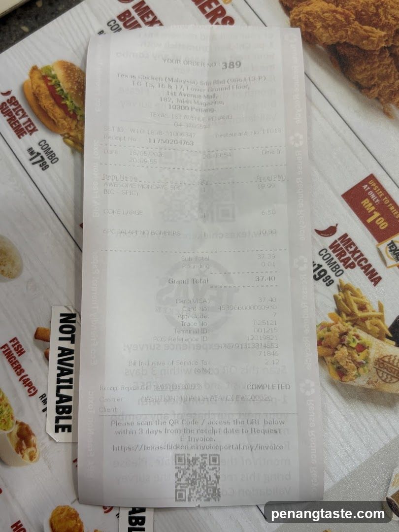 Receipt and Food Packaging
