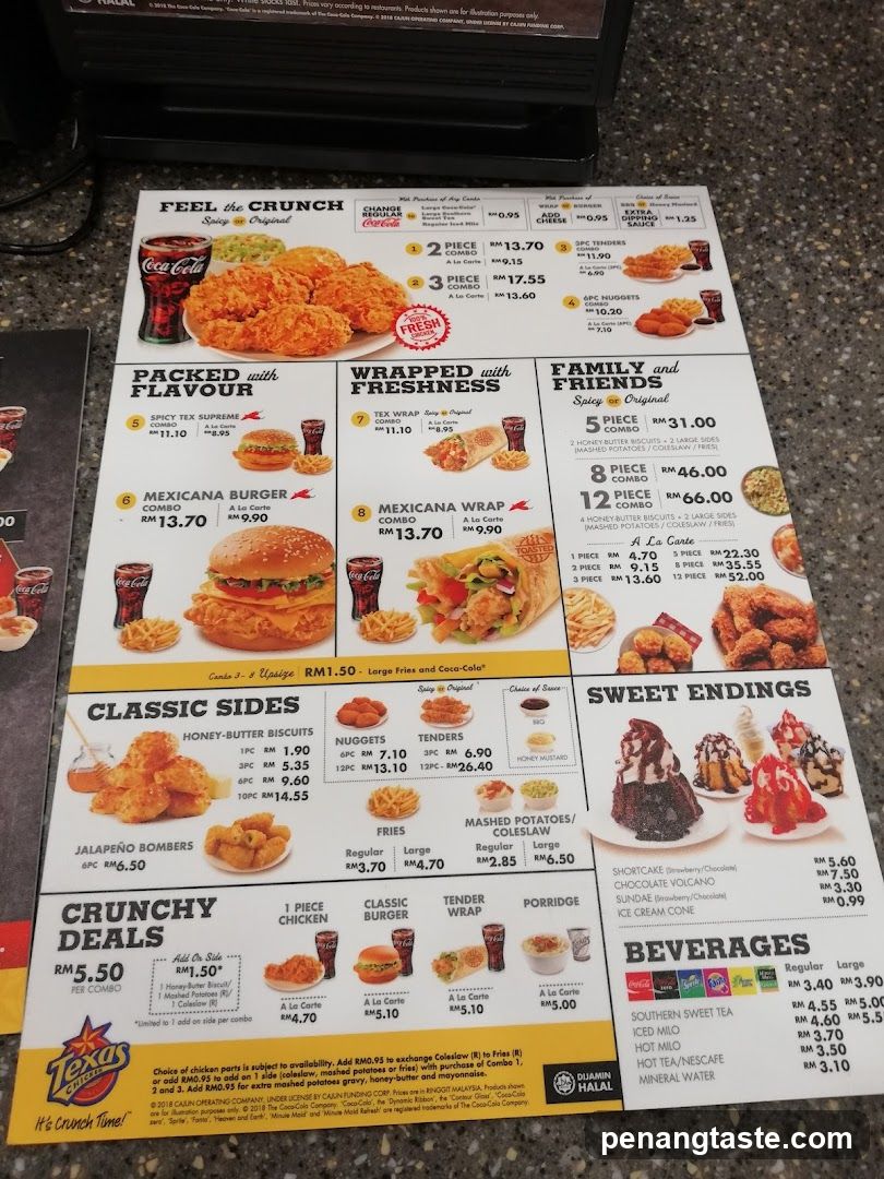 Tex's Crunch Time Menu