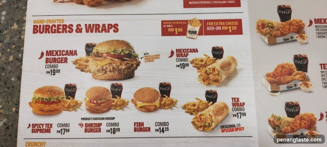 Burgers & Wraps Menu Board