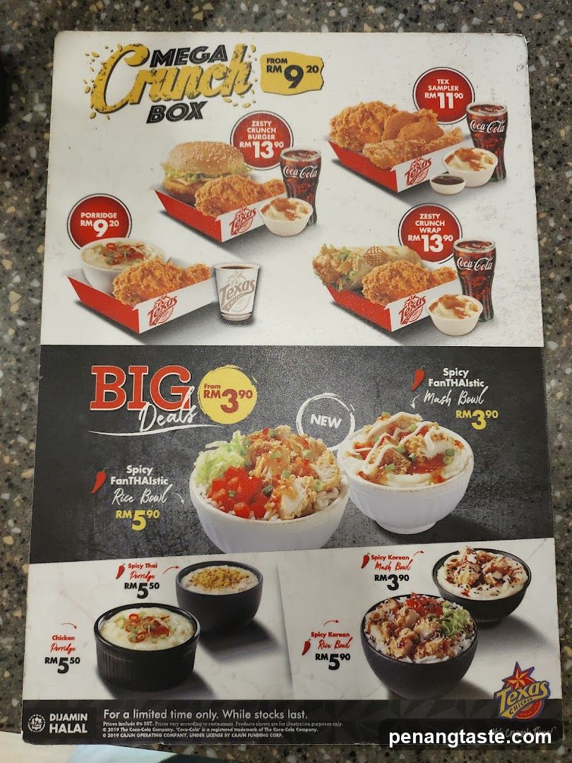 Texas Chicken Mega Crunch Box & Big Deals Menu
