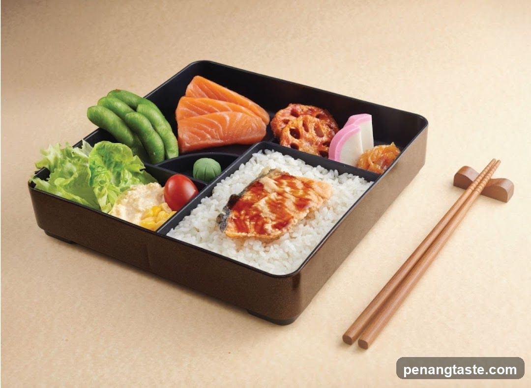 Bento Box with Salmon and Grilled Fish