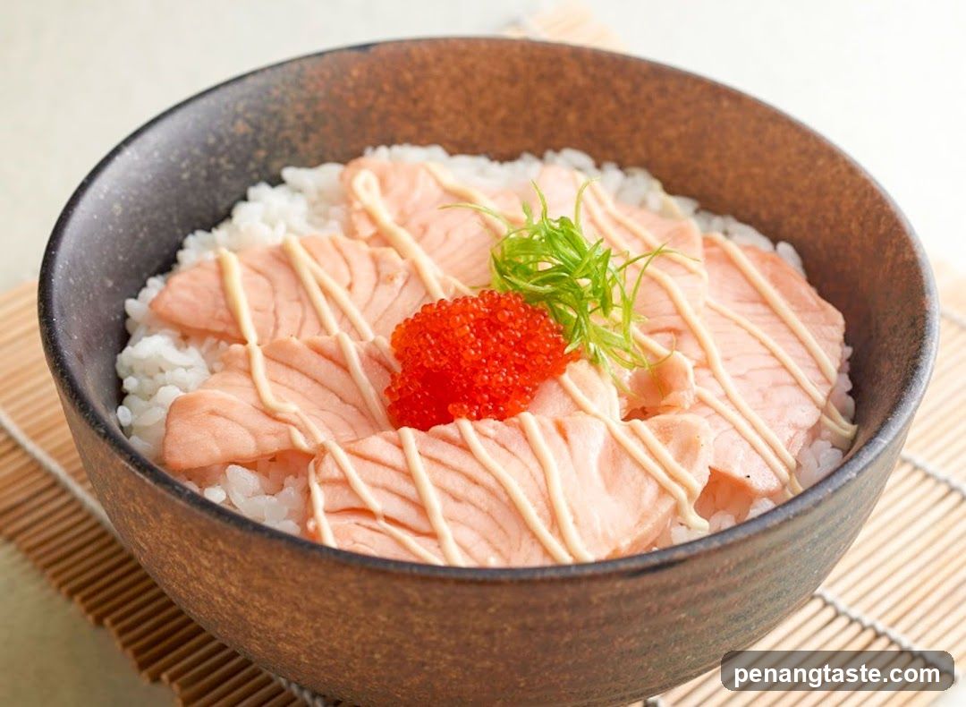 Salmon Rice Bowl with Roe and Scallions