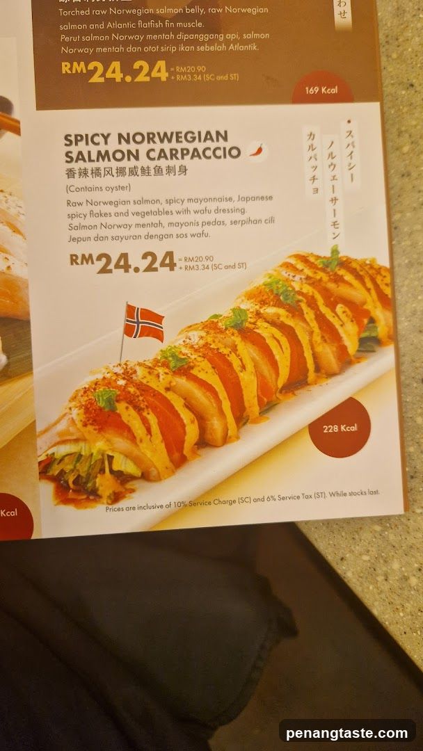 Spicy Norwegian Salmon Carpaccio Menu Item