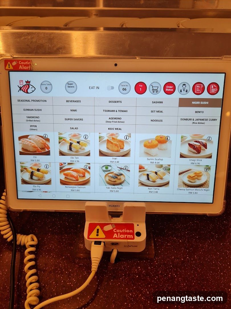 Nigori Sushi Menu Display
