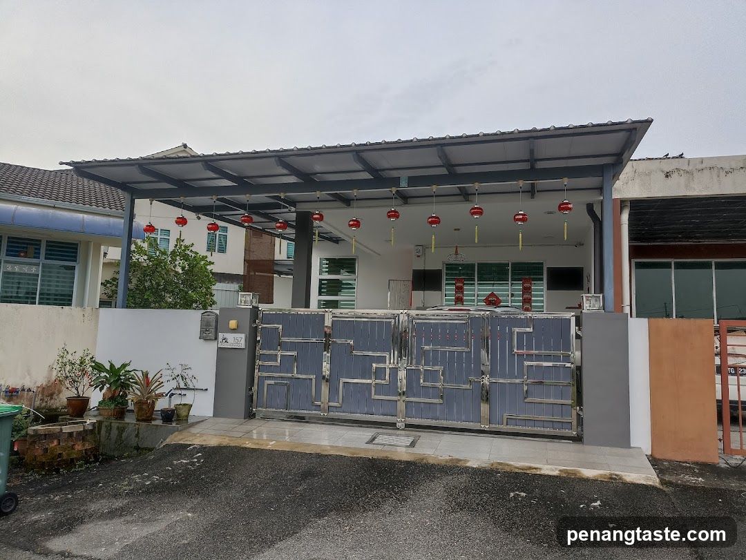 Residential Gate with Lanterns