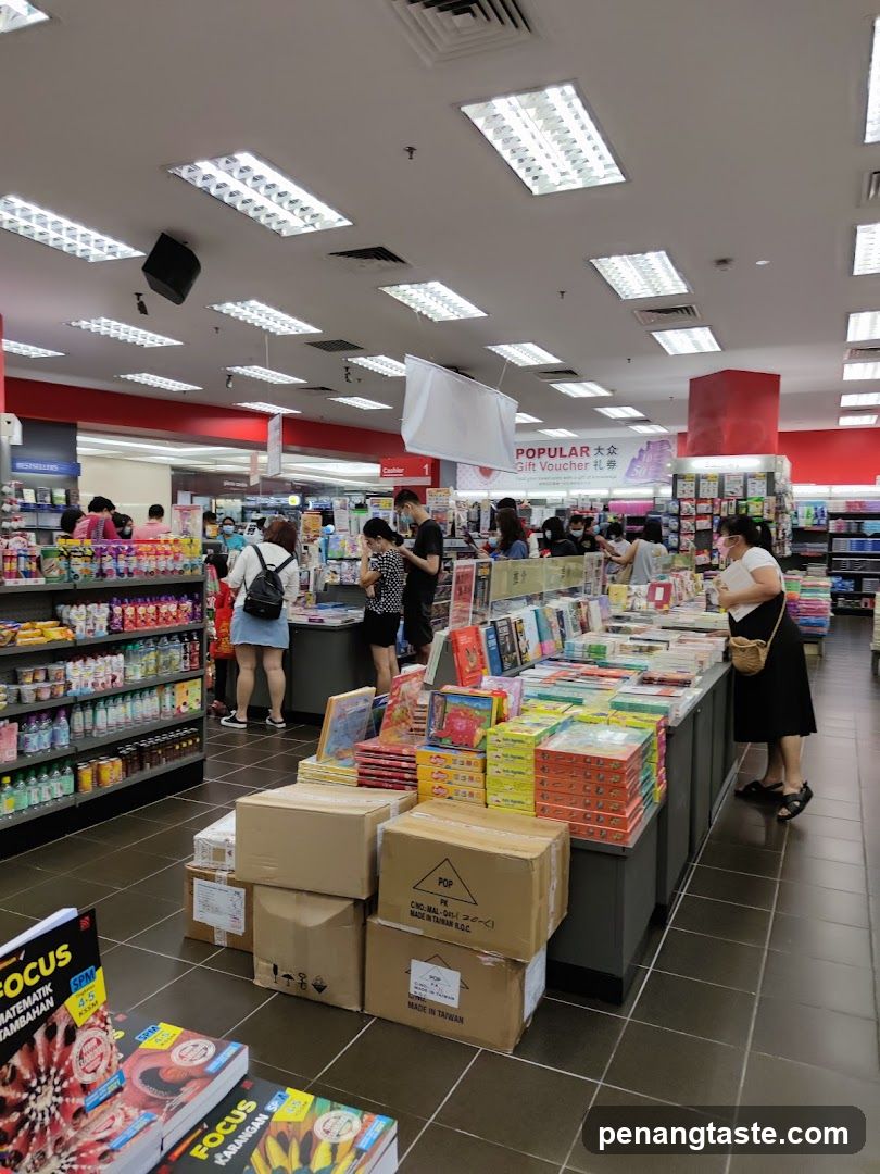 Bookstore Interior with Shelves and Customers