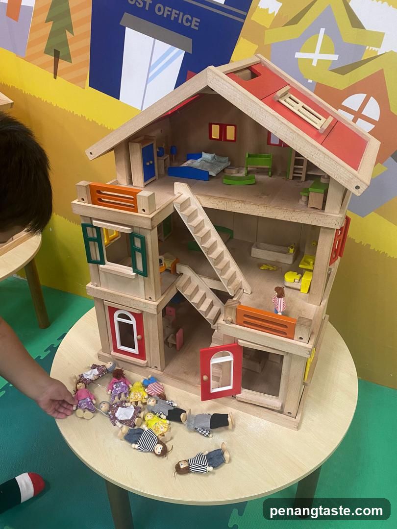 Wooden Dollhouse with Mini Figures