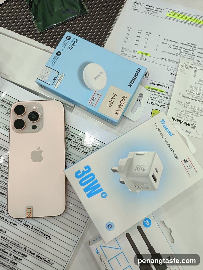 Tech Accessories and Phone Display