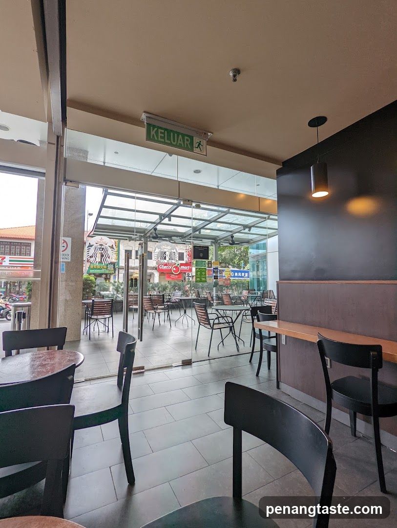 Interior View of a Coffee Shop with Outdoor Seating