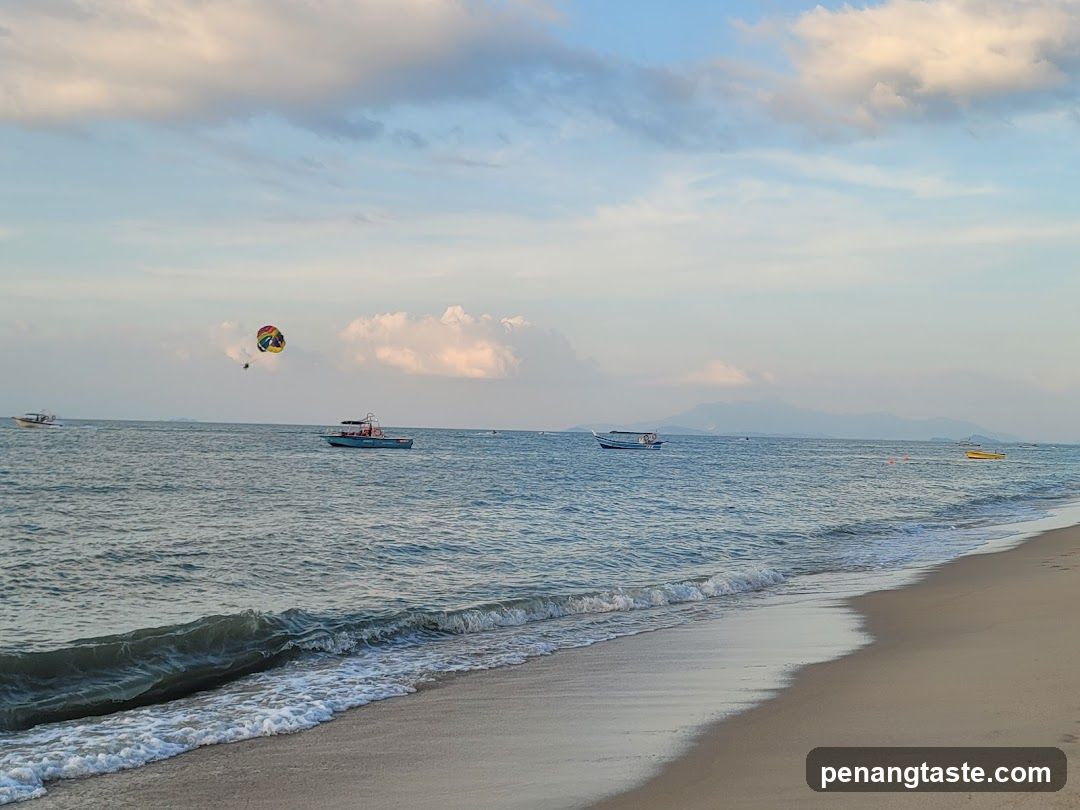 Beach Scene with Paragliding