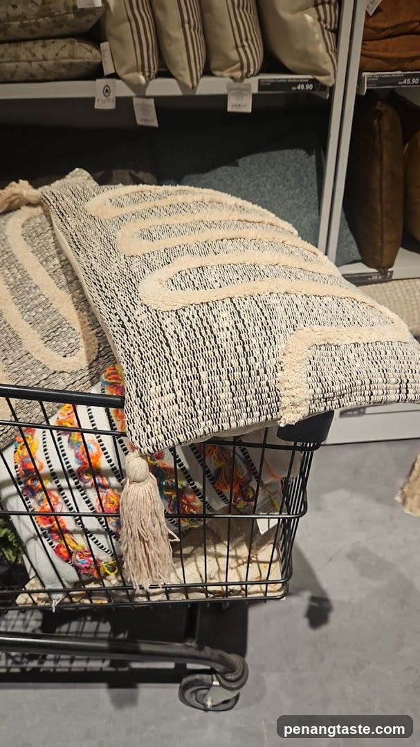 Shopping Cart with Decorative Pillows