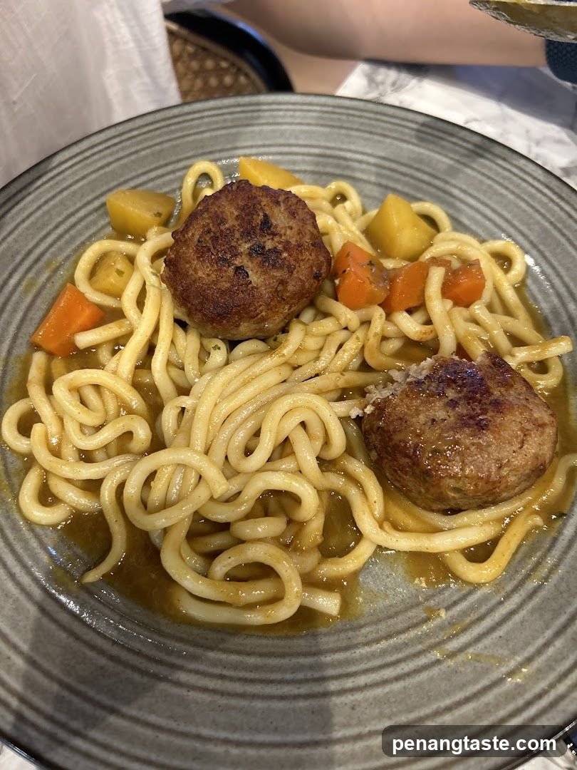 Curry Rice with Meatballs and Noodles