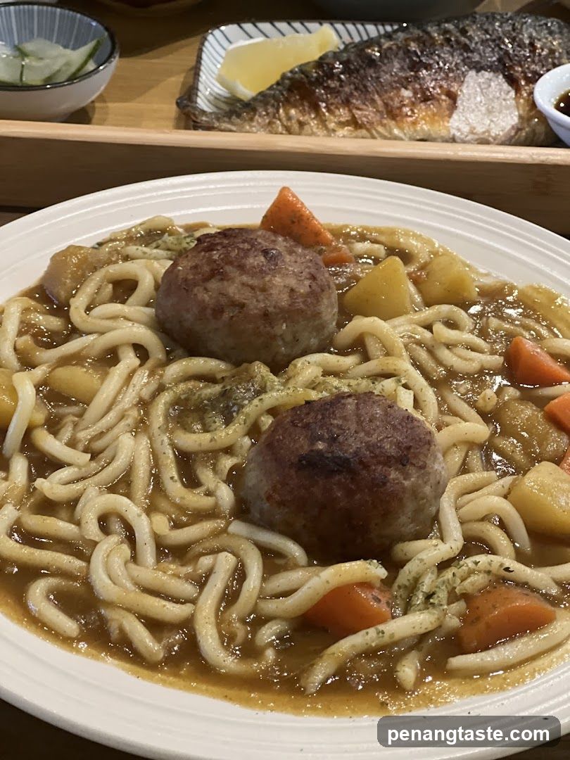 Curry Udon with Meatballs