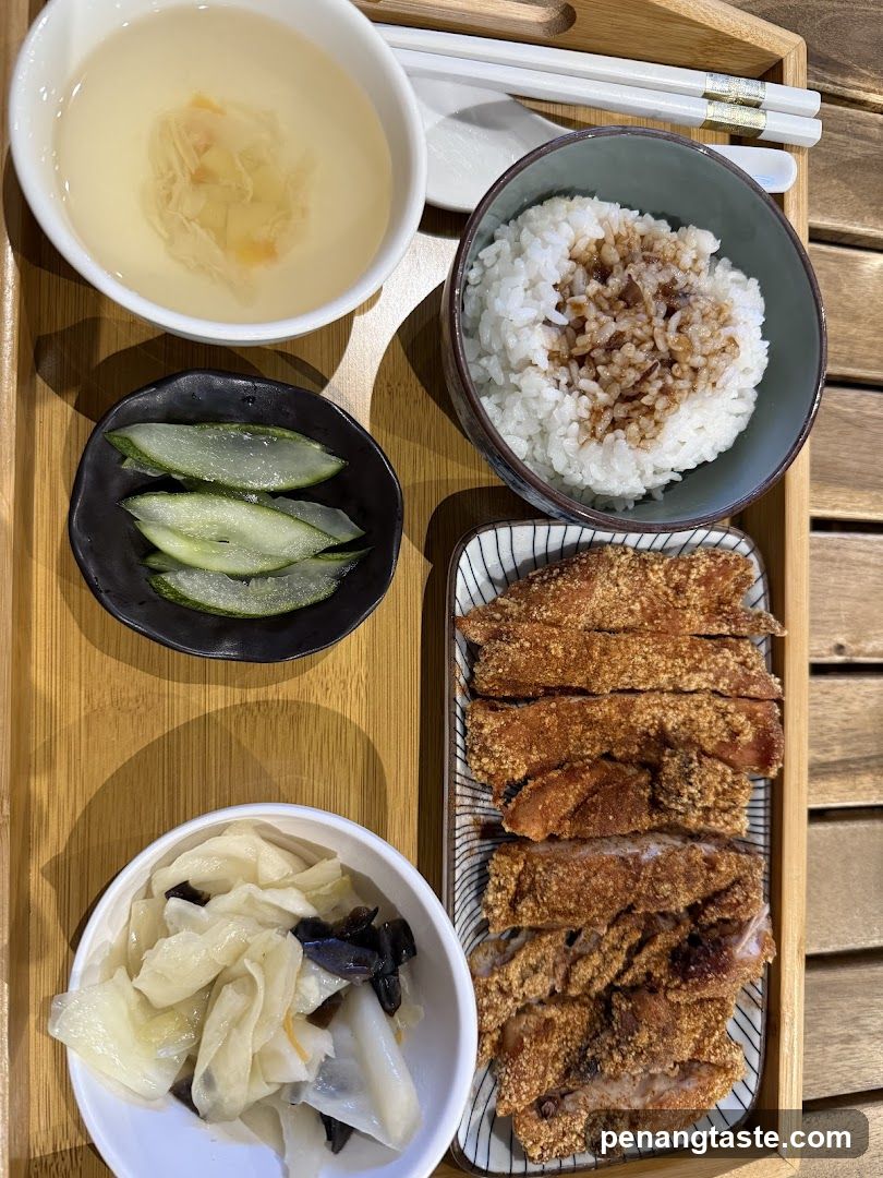 Meal Tray with Fried Pork and Rice
