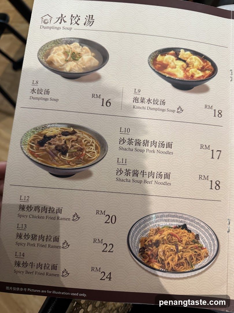 Dumplings Soup & Noodle Menu