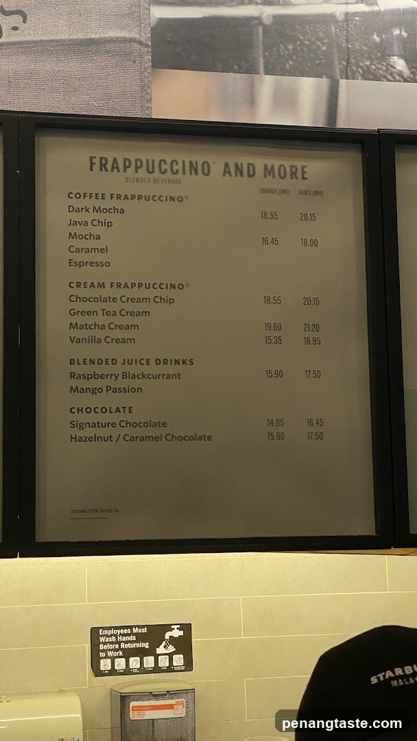 Frappuccino and More Menu Board