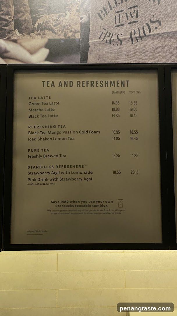 Tea and Refreshment Menu Board