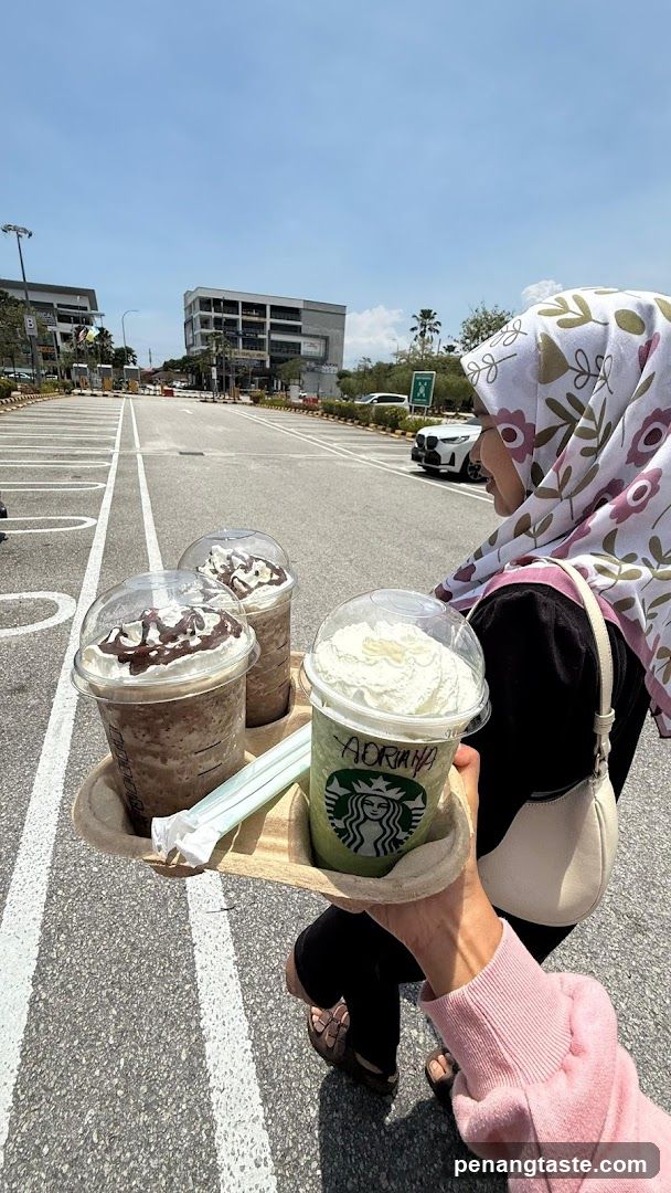 Starbucks Drinks in Parking Lot