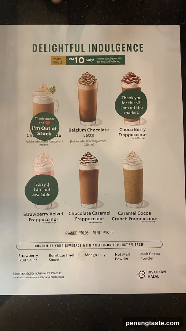 Delightful Indulgence Frappuccino Menu