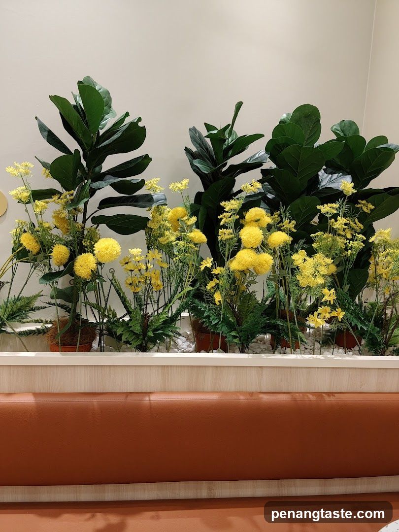 Yellow Flowers and Green Plants Display