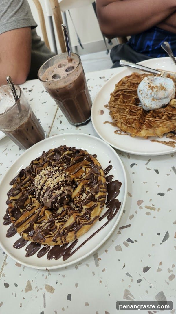 Waffles and Chocolate Drinks