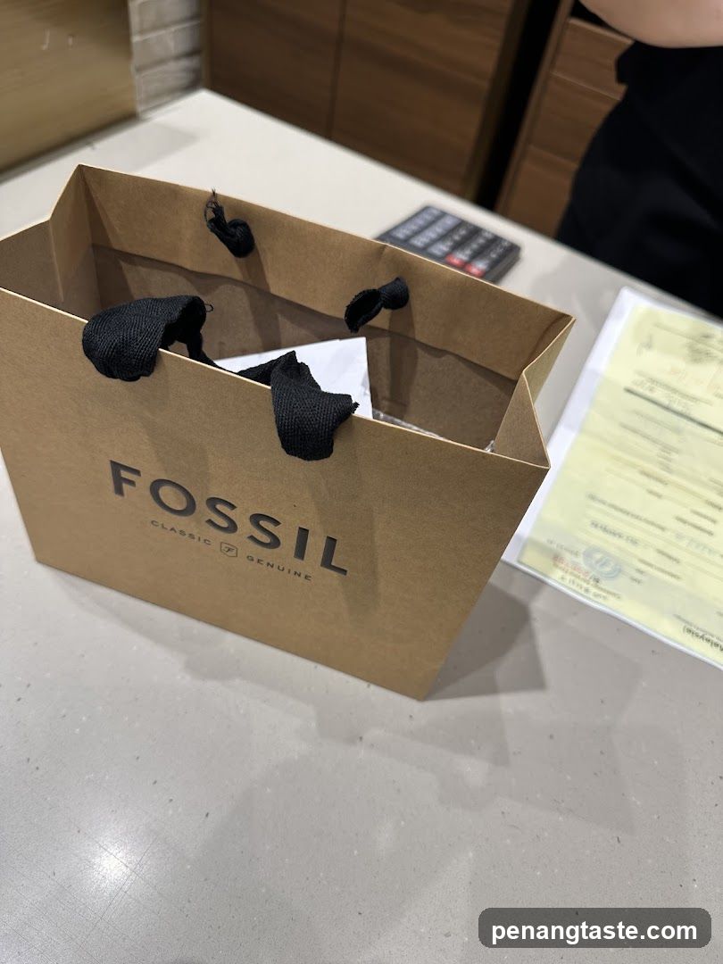 Fossil Shopping Bag on Counter