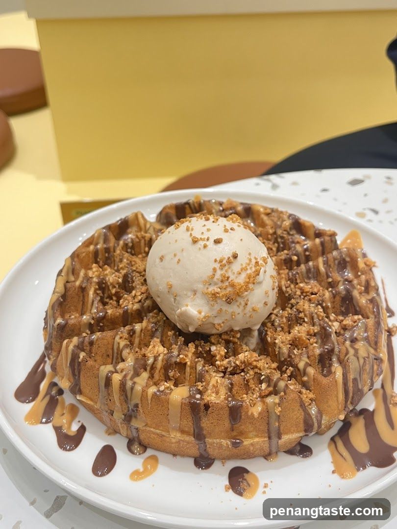 Waffle with Ice Cream and Drizzle