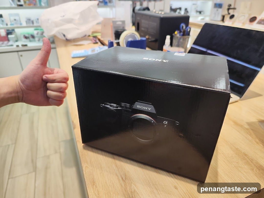 Sony Camera Box with Thumbs Up