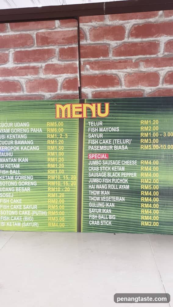 Fish Noodle Shop Menu Board