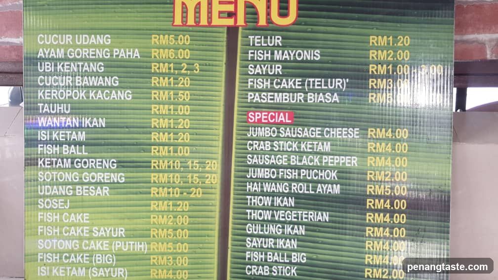 Malaysian Food Menu Board