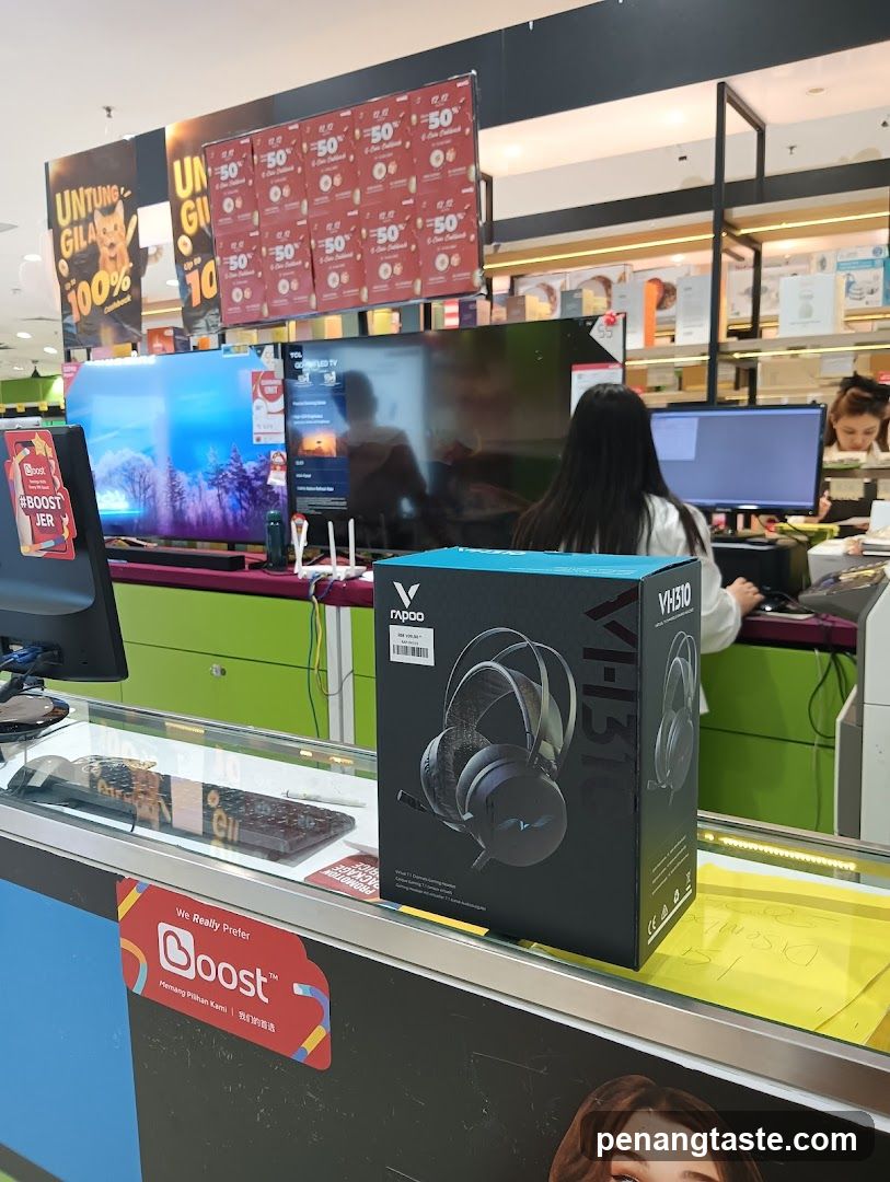 Electronics Store Interior with Headphone Display