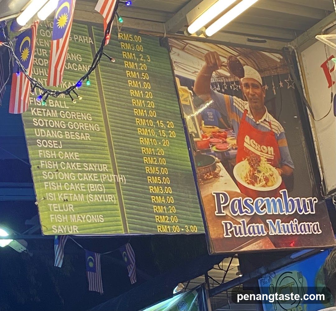 Pasembur Pulau Mutiara Menu Board
