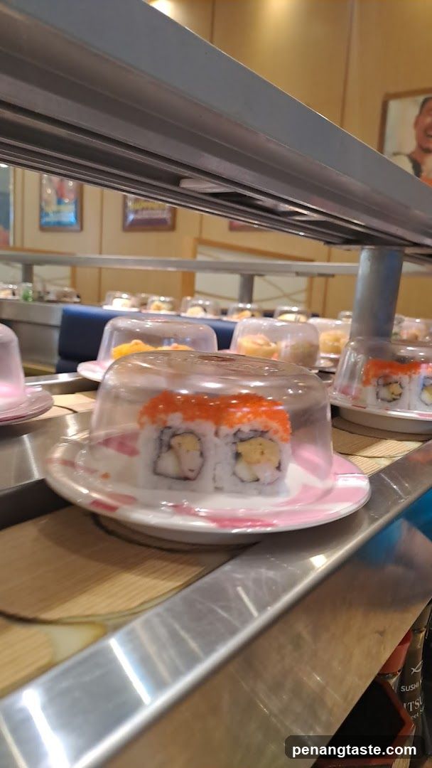 Sushi on conveyor belt