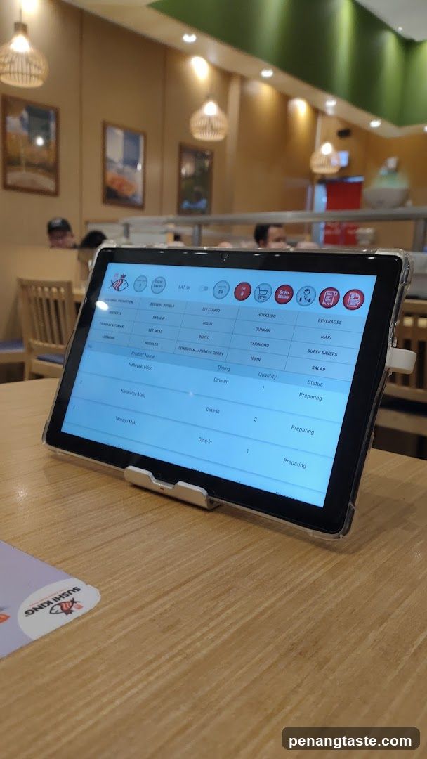 Restaurant Interior with Tablet Display
