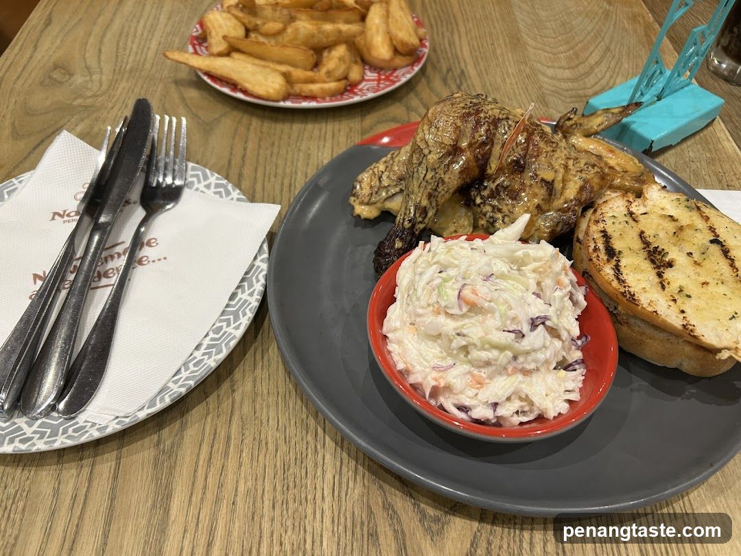 Roast Chicken Meal with Coleslaw and Fries