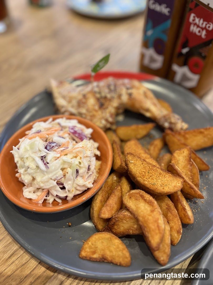 Grilled Chicken with Fries and Coleslaw