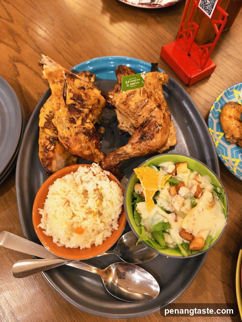 Grilled Chicken Meal with Rice and Salad