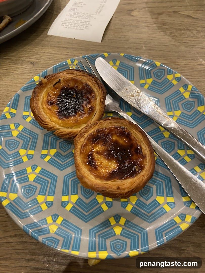 Portuguese Egg Tart on Patterned Plate