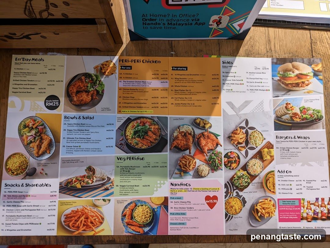 Nando's Malaysia Menu Spread