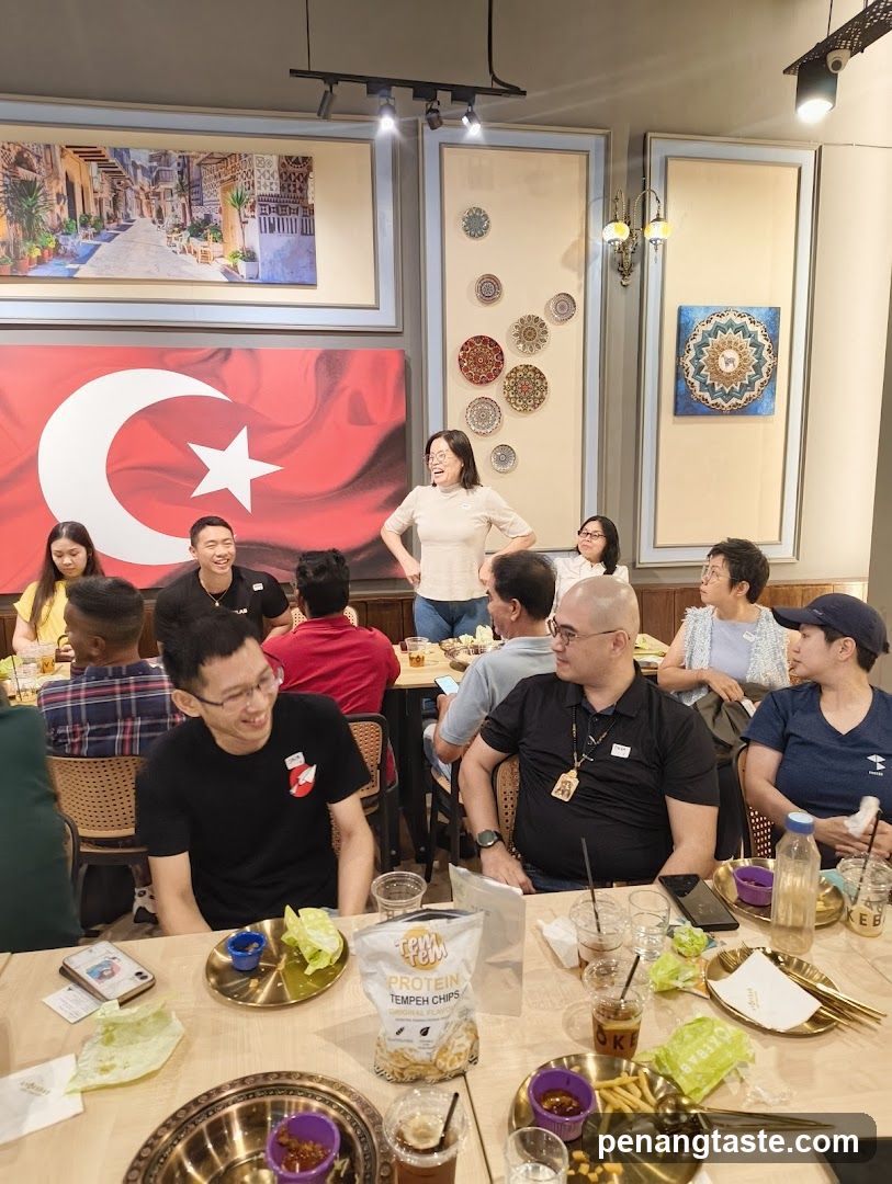 Group dining at Turkish-themed restaurant